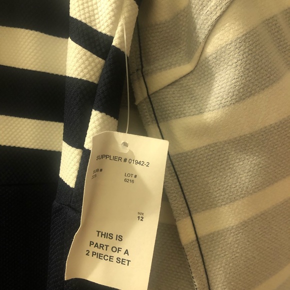 Navy blue stripes with white dress with jacket set size 12 new with tag - Picture 5 of 5